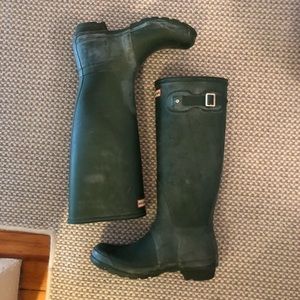 Hunter green rain boots